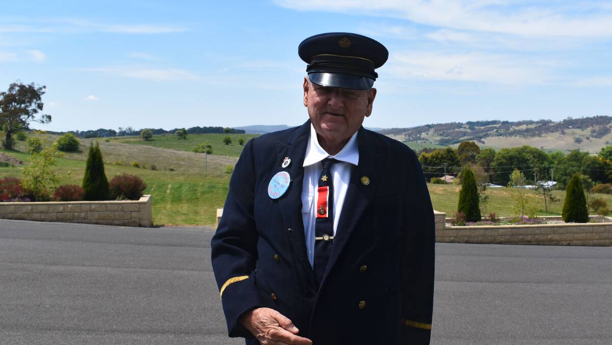 Greg Standen in the uniform he wore when working on the railway. Photo Peter Bowditch