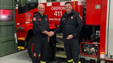 Peter Ryan (left) with Fire and Rescue NSW (FRNSW) Commissioner Jeremy Fewtrell. Picture supplied