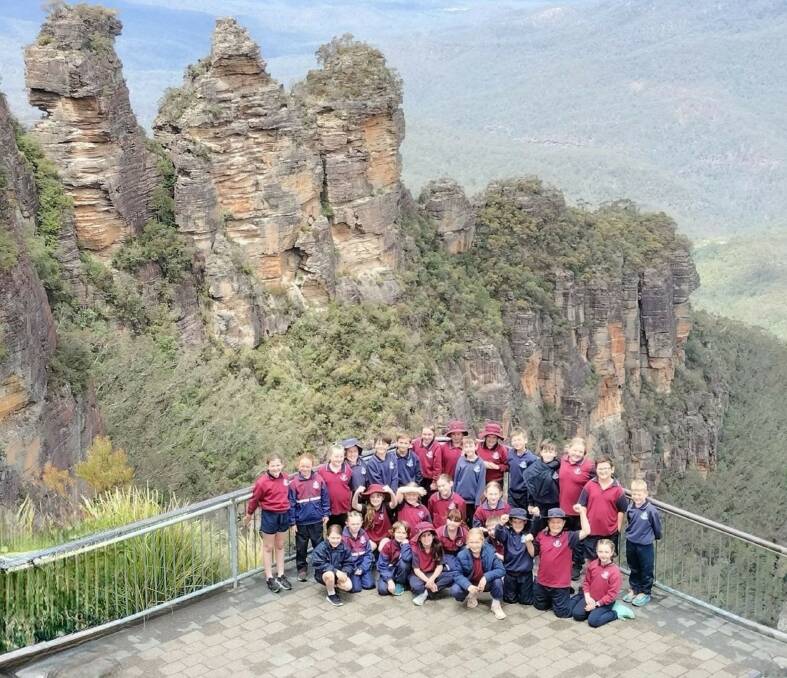 Stage 2 visits the Three Sisters during their Blue Mountains excursion. Picture supplied