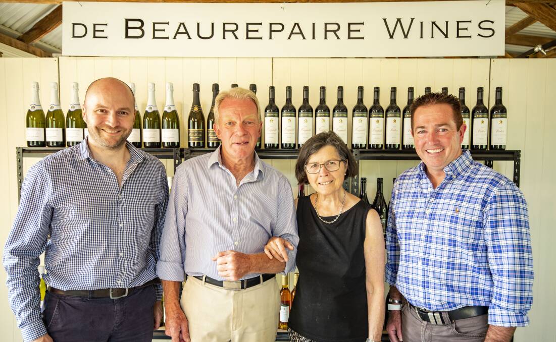 TASTE OF THE REGION: William, Richard and Janet DeBeaurepaire from DeBeaurepaire Wines with Member for Bathurst Paul Toole.